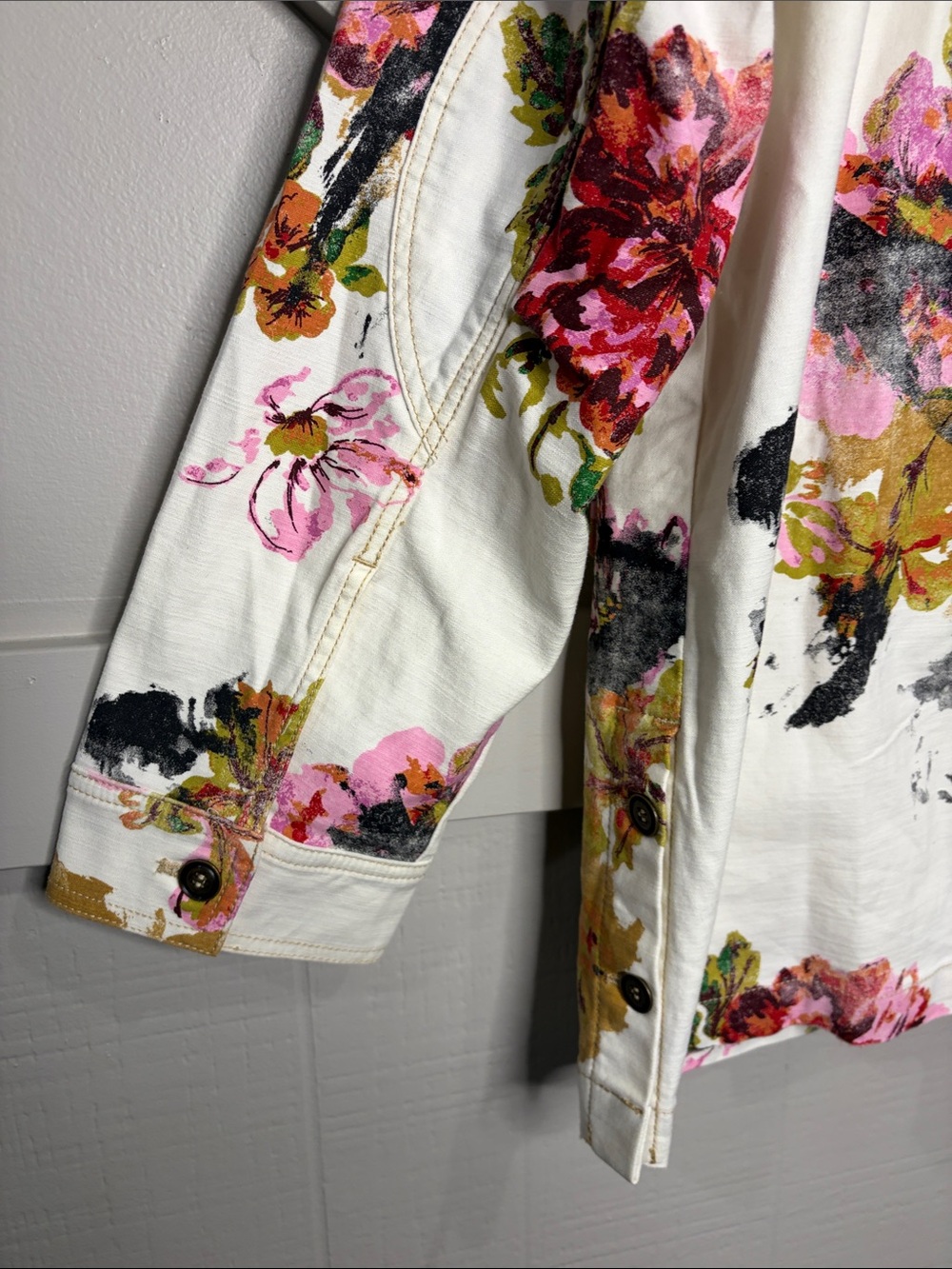 Anthropologie Pilcro The Wanderer Floral Utility Jacket White Multi Size XL - Picture 8 of 14